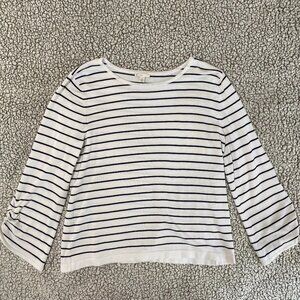 Cato Navy Striped Sweater Bell Sleeves Size Large